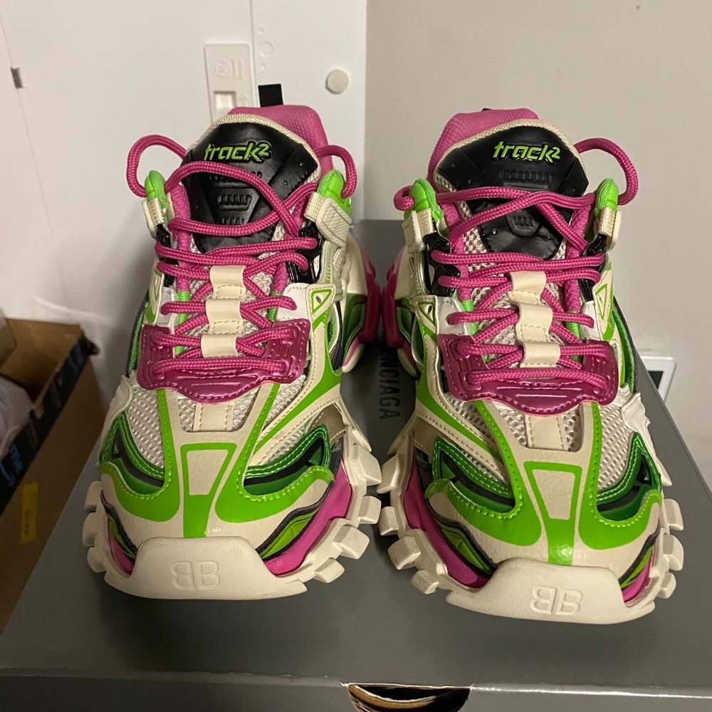 Balenciaga cream, lime green and pink track2